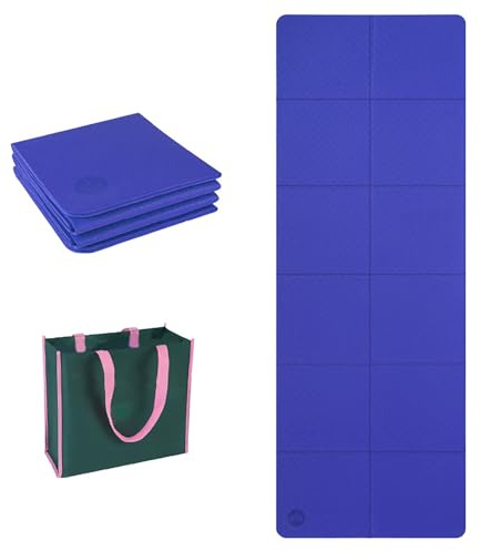 Yokqexz Tapis d'exercice Pliable Et Écologique - Tapis De Yoga en TPE for Les Voyages, La Sieste Au Bureau Et Les Entraînements À Domicile(Blue)