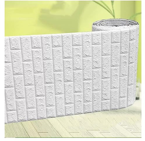 Panneaux muraux 3D Papier peint autocollant imperméable Motif brique blanche Autble Motif brique blanche Autocollants muraux pour : Chambre Cuisine Salon (Couleur : Blanc, Taille : 70CMX20M)