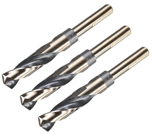 sourcing map 3Pcs 3/4 Drill Bit 1/2 Reduced Shank M35 5% Cobalt | High-Speed Steel Twist Black and Gold Finish 135°Drill for High Hardness Materials