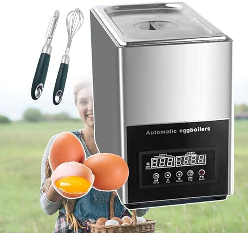WJFTODAY Macchina per bollire Le Uova Professionale da 800 W, cuociuova Elettrico in accipacità, Dispositivo Automatico per bollire Le Uova e frittate, per Uso Domestico Commerciale (con Schermo LCD)