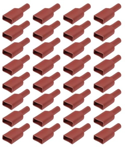 VGOL 50 Stück Drahtisolationsabdeckung Kabelschuh-Schutzabdeckungen 6.3 Gerade Flache Isolierung Silikonummantelung für Auto Motorrad Haushaltsgeräte Kabelbaum 26 X 10 X 5,2 Mm Rot