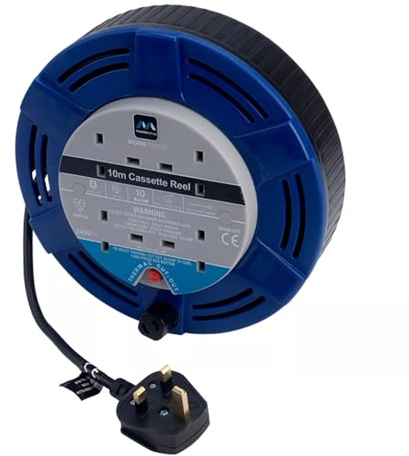 MCT1010/4BL Four Socket 10A Cassette Cable Reel with Thermal Cut-Out, 10 Metres, Blue