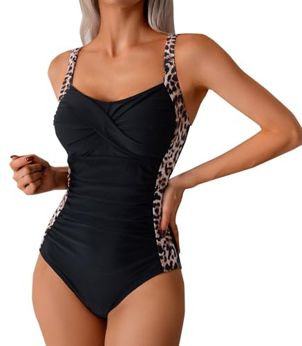 Tummy Control Swimwear Colorful Printed Women's One-Piece Swimsuits Sexy Tankini Sets for Women UK Plus Size Swimwears for Women Fashion Pleated Suspender Swimming Costumes Sale