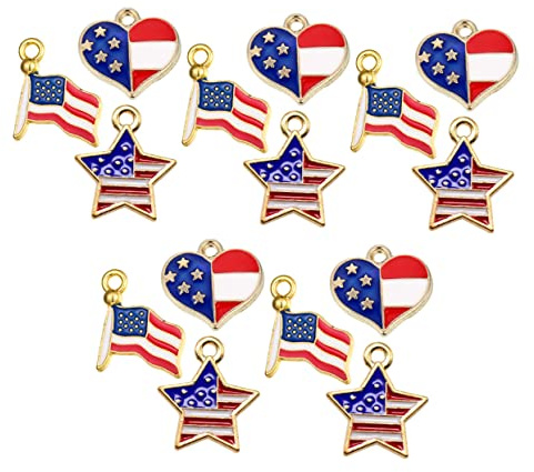 HOMSFOU 30stücke Aus Legierung Unregelmäßige Formen Zubehör Für Schmuckherstellung Amerikanische Flagge Herzen Und Sterne Wahl Für Kreative Bastelprojekte
