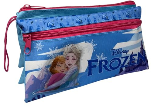 CARTOON Schüleretui mit 3 Fächern, mit mehreren Fächern, Schreibwaren, Organizer, Stifteköcher, Die Eiskönigin, 22 x 13,5 x 2 cm, Taschen-Organizer