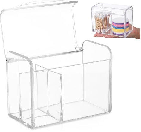 TOPPERFUN Contenedor de almacenamiento de hisopo de algodón reutilizable almohadillas doble torunda dispensador de hisopos de baño contenedor de bastoncillos de algodón Acrílico Transparente