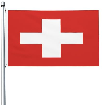 Bandiera svizzera 9,6 x 1,5 m, bandiera resistente per decorazione esterna e giardino, stampa su entrambi i lati, facile da installare