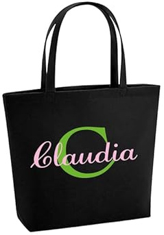 WriteFusion Personalisierte Filztasche mit Initialen & Name - große Buchstabe & Wunschname bedruckt Nachhaltige Geschenk-Tasche Filz-Beutel Einkaufstasche Strandtasche