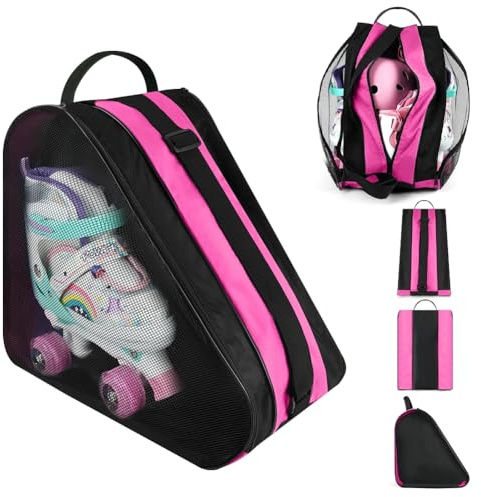 flintronic Bolsa para Patines, Mochila para Patines en Linea, Bolsa Patines 4 Ruedas con Correa de Hombro Ajustable, 3 Compartimentos, Mochila Patines Roller para Niños Mujeres, Hombres