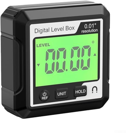 Buscador de ángulos digital, transportador digital de 58 x 58 x 25 mm con base magnética retroiluminación LCD para carpintería, reparación automotriz y medición de metalurgia (LL029)