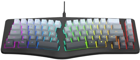 Tosuny Clavier Ergonomique Filaire, Clavier divisé rétroéclairé RVB, Mini Claviers de Jeu Filaires 69 Touches avec Câble USB C Détachable, 25 Touches sans Conflits, pour Ordinateur