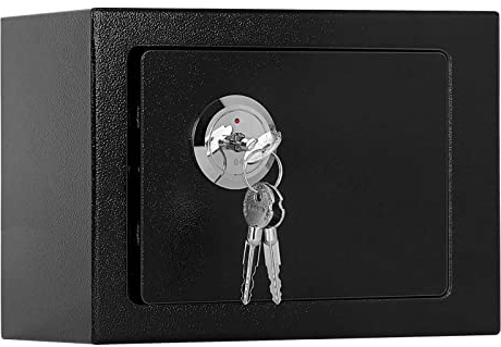 GREENSAPPIRE 6,4L Feuer- und Wasserdichter Möbeltresor – Sicherheitsstufe mit Doppelbartschloss, Stabiler Stahl-Safe in Schwarz – Ideal als Dokumententresor oder Wand-Safe für Zuhause & Büro