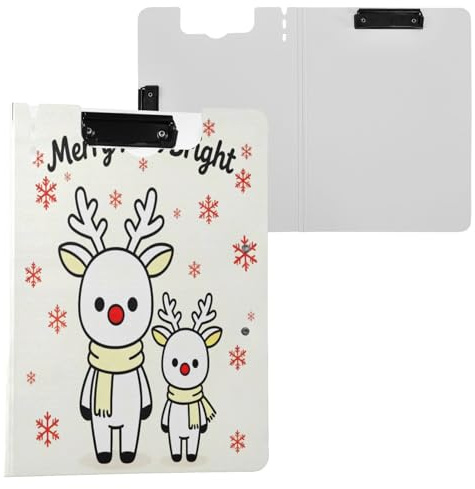 Cartella portablocco con archivio Merry Christmas Elk and Baby A4 Clipfolio orizzontale e verticale doppia clip ufficio clip board con copertina rigida