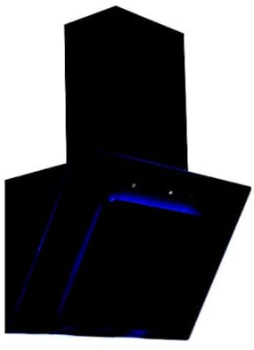 Cookology Essentials 60cm Extractor Hood - 371.5 m³/h Air Flow - Angled Chimney Cooker Wall Mounted - Blue LED Strip Lighting - 3 Speeds - Touch Controls - Grease Filter - Black