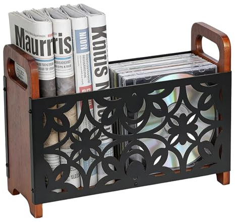 Guiwuiyu Zeitungsständer Holz, Lotusblume Zeitschriftenständer, Zeitungsständer Modern, Zeitungshalter Bücherregal Zeitschriftenhalter, Aufbewahrungskorb für Büro, Zuhause und Wohnzimmer 33x23.5x13cm