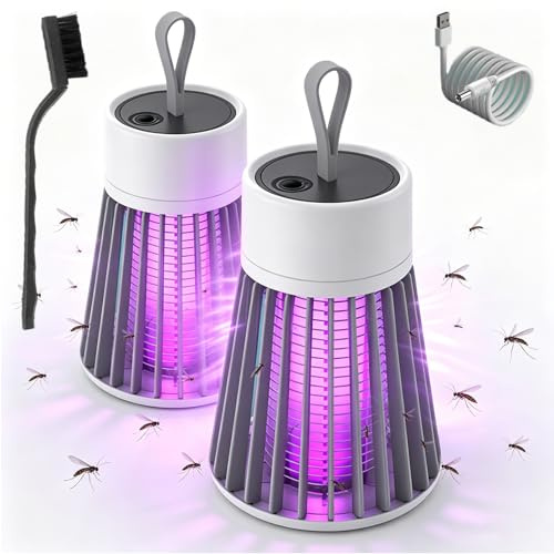 Antimosquitos, LáMparas Antimosquitos Recargable USB Antimosquitos para Camping, Adecuado para Acampar Al Aire Libre, para El Dormitorio Y para La Sala De Estar; Apto para Todos (Gris*2pcs)