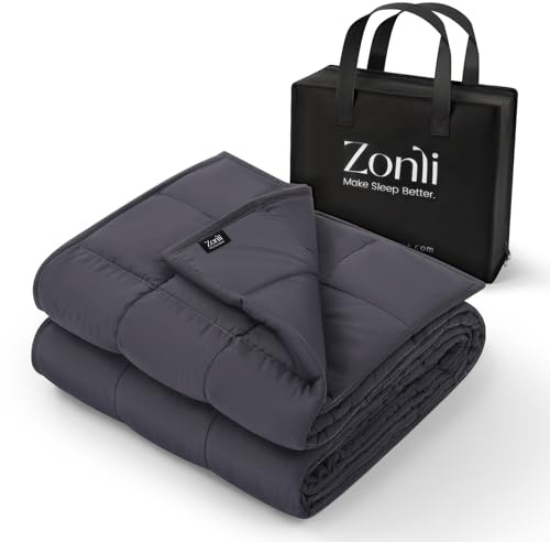ZonLi Weighted Blanket (60x80, 20lbs, Dark Grey) Queen Size Weighted Blanket for Adults, High Breathability Heavy Blanket, Soft Material with Premium Glass Beads