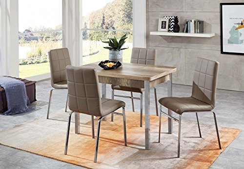Beauty.Scouts Tischgruppe Set Vancouver IV 4 Stühle, Tisch, Monument Oak Dekor, sandbraun, modernes Design, 5-teiliges Set, Essgruppe, bis 4Personen