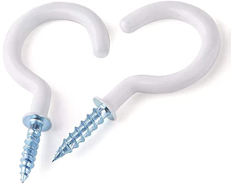 WKTRSM Ganci a Soffitto Tazza Mug Ganci a Vite Ganci Avvitabili Bianco Rivestito in Vinile per Appendere Tazze Piante Utensili, 30 Pezzi