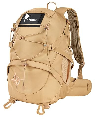 COLUMBUS Mochila OZARK 25 Mochila de Senderismo o para uso Cotidiano, con Flujo de Aire en la Espalda. Incluye Funda para la Lluvia. Capacidad 25 L. Color Caqui.