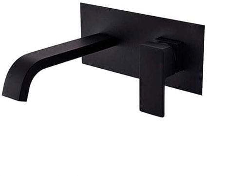 VALAZ Grifo Lavabo Negro Mate Empotrado Cascada | Grifo Lavabo Monomando, Mezclador Agua Fría y Caliente, Ahorro de Agua | Instalación Fácil | Latón, Inoxidable, Elegante, Cuadrado, Serie Niagara