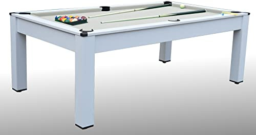 NG Biliardi Biliardo ARTEMIDES BIANCO (panno beige) - tavolo da pranzo - Ping Pong - 215 cm - Carambola