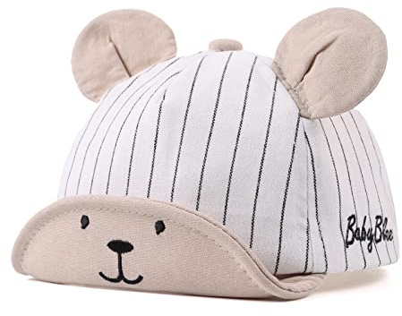 Pesaat Baby Baseball Cap 3-18Monate Baseballmütze Baby Jungen Schirmmütze UV Schutz Mädchen Sommermütze Baby Cap (DE/NL/SE/PL, Alter, 6 Monate, 24 Monate, Weiß Gestreifter Bär)