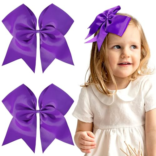 Oaoleer große Cheerleader-Haarschleifen für Mädchen, Teenager, Softball, Cheerleader-Outfit, Uniform, 20,3 cm, 20,3 cm, Dunkelviolett
