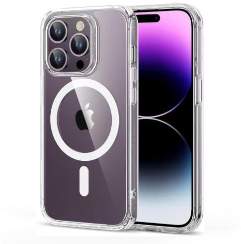 ESR für iPhone 14 Pro Hülle für MagSafe, Vergilbungsschutz, Klar | Vergilbungsschutz, Ultraskinny, 3X Militär-Sturzschutz, Magnetische Handyhülle, Stoßdämpfend, Kratzfest