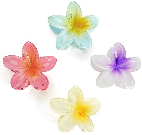 JOYOYO 4 Stück Blumen Haarklammer Mittlere Größe Haarklammern für Damen und Mädchen, Flower Hair Clip Leuchtende Farben 7,6 cm