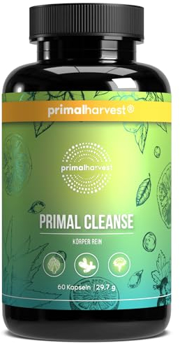 Primal Harvest Cleanse - 60 Portionen (1 Kapseln pro Tag) - Laborgeprüft in Deutschland - Vegane Kapselhülle - Spirulina~ Pulver