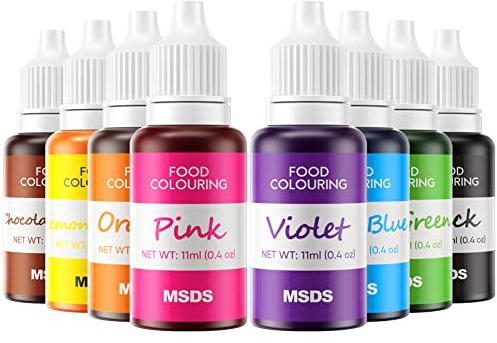 Food Coloring - Wayin 8 Colors Cake Food Coloring Liquid Vibrant Colors Edible Food Dye for Kids, Vegan Free Food Colors for Cake Decorating, Baking, Easter Egg,Fondant, Icing, Slime Making DIY Supplies Kit - 0.44 Fl. oz (11 ml)/Bottles