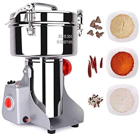 MAIES Fully Automatic Brewing Coffee Grinder 2000G Electric Grain Mill Grinder Swing Type Pulverizer Grinder Machine Commercial Cereals Grain Mill Herb Grinder High Speed and High Power for Bean S