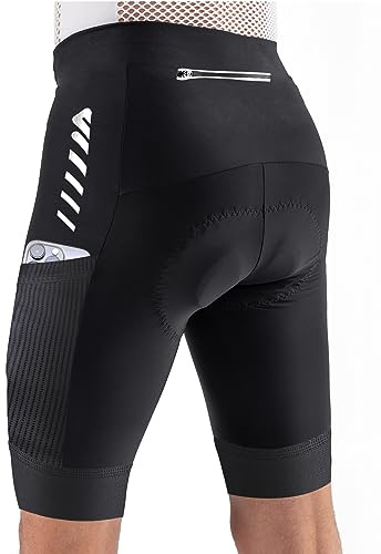 Lo.gas Radhose Herren Kurz Gepolstert 4D Fahrradhose Herren Kurz Gepolstert Schnelltrockende Elastische mit Reflektorstreifen