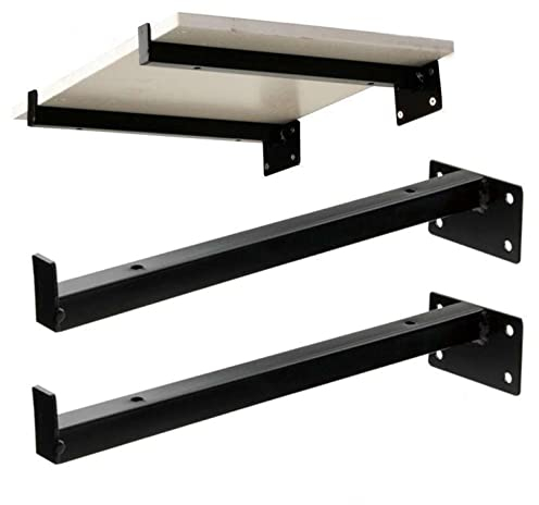 SANJIAOJIA 2 Stück Regalträger Vierkantrohr Regalhalterung Eisen Regalhalter Wandträger Unterstützung Schwerlastträger,DIY Metall Winkel,für Küche,Schlafzimmer,Wohnzimmer (500mm(19.7in),Black)