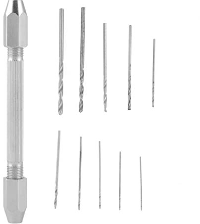 Perceuse à Main étau à Broche pour la Fabrication de Bijoux, Ensemble de 10 Forets Manuels, Petite Perceuse à Main pour Résine, Outils Rotatifs pour Bois, Bijoux, Plastique,