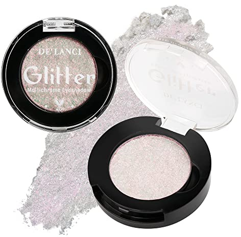 Afflano Purpurina Sombra de Ojos Brillante Maquillaje, Sombra de Ojos Cromada Dúo Con Cambio de Color Intenso, Eyeshadow Holográfica Multicromo de Alta Pigmentación, Maquillaje Iluminador Rosa