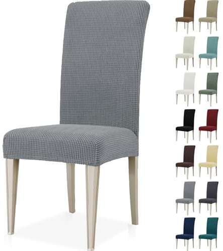 Ystyle Stretch Stuhlhussen 2er Set, Stuhlbezug Elastisch Abnehmbarer Waschbarer, Universal Hussen Für Stühle, Stuhlbezüge Chair Cover Für Hotel Bankett Küche Restaurant Hochzeit Party, Hellgrau