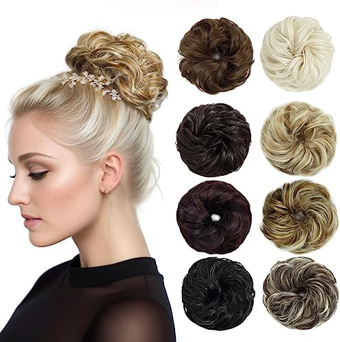 Dutt Haarteile in Natürlich Schwarz Damen Lockige mit Gummiband Haarteil | Synthetische Hochsteckfrisur für Frauen, ideal für den täglichen Gebrauch, Bequem und schnell Haar-Accessoire