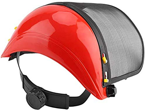 Casco di Sicurezza in Rete, Casco di Sicurezza Professionale Integrale Cappello Maschera Protettiva per Motosega Industriale per Giardinaggio Industriale con Motosega (Rosso)