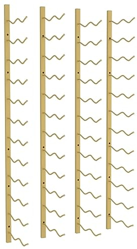 Tidyard Wand Weinregal 2 STK.für 24 Flaschen Wandregal Weinhalter Weinflaschenhalter Flaschenregal Weinständer Hängeregal Flaschenhalter Weinflaschenregal 22,5 x 2,5 x 116 cm (L x B x H) Eisen Golden