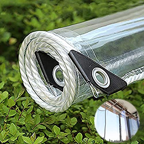 Lona Transparente Exterior,Lona PVC Impermeable de Plástico con Ojales,Resistente a Rotura y a Lluvia Muebles de Terraza Toldo,Cubierta Jardines Plantas,Cortinas de Gazebo (2x3.5m/6.6x11.5ft)