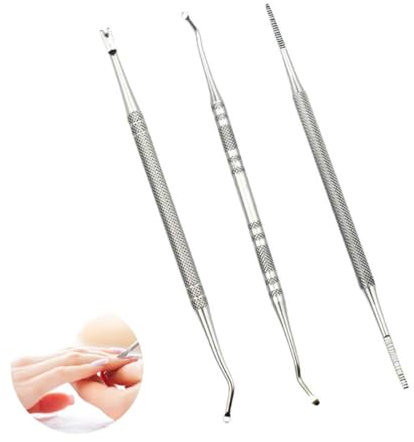 3 pezzi Lima per unghie e leva angolare, strumento per aumentare le unghie Leva angolare a doppia faccia Cura del piede Acciaio inossidabile Set professionale per manicure e pedicure Cura delle unghie
