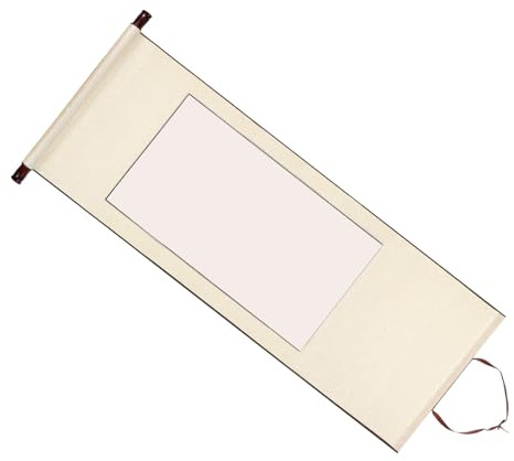 PATIKIL 47x16 Inch Xuan Paper Scroll, Silk Half Raw Ripe Blank Hanging Xuan Paper Chinese Calligraphy Practice Roll for Art Painting Home Decor, Beige