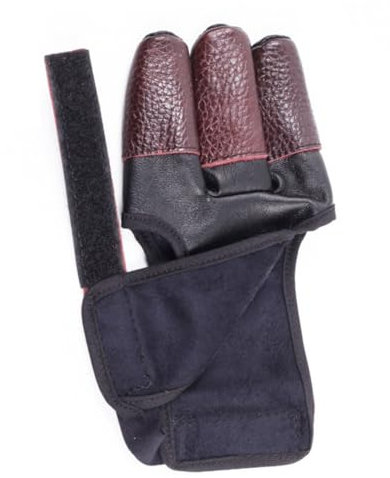 Happyyami Traditioneller DREI-Finger-handschuh-Schutz Für Bogenschießen Leichtes Tragbares Design Verstellbarer Handgelenk-Riemen Finger Und Sehnenschutz Für Outdoor-aktivitäten