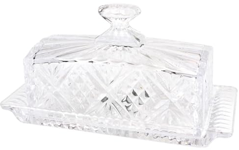 Mantequera de vidrio con asa de tapa, bandeja de postre para pasteles, plato de mantequilla cubierto de cristal para el hogar, caramelos, postres, parfait, mermelada