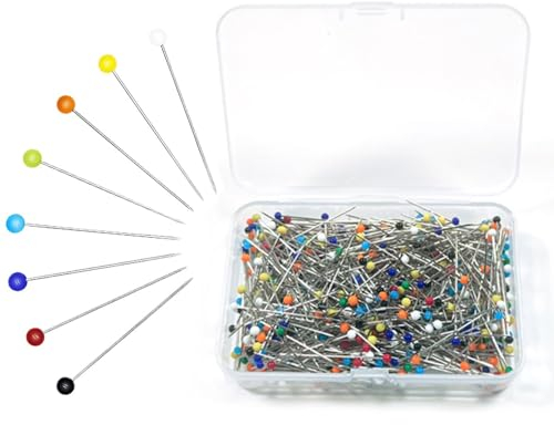 250 Stück Stecknadeln, Handnäh-Schmuckzubehör Positionierungsstifte, Farbiger Glaskopf Perlenstifte 38 mm zum Nähen, Säumen, Basteln von Schmuckkomponenten, Dekoration