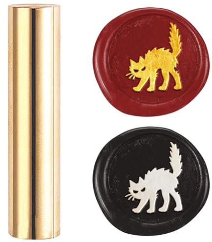 DELORIGIN Mini Messingstempel Mit Pelziger Katze Wachssiegel Vintage 15mm Siegelstempel Personalisiert Wachssiegel Für Hochzeitseinladungen Briefumschläge Halloween Weihnachten Weinflaschen Dekor