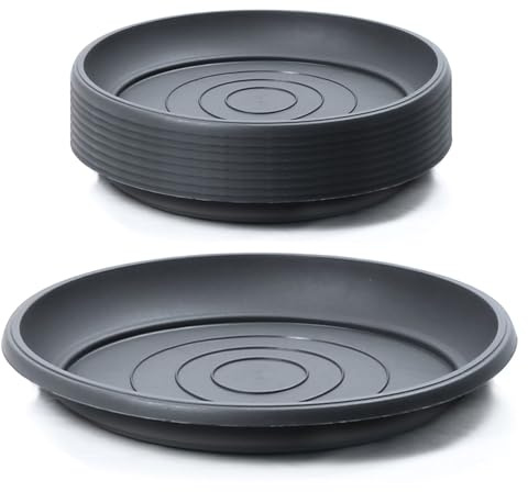 IMJ-Global Set di 10 Sottovasi Rotondi Terra POD in Plastica Ø21x2,7 cm da Interno Esterno Colore Nero Design Classici