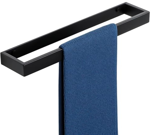 SAYAYO Handtuchhalter Wand Bad Ohne Bohren 304 Edelstahl, Handtuchstange Ohne Bohren Selbstklebend oder Bohren Wandmontage Badetuchhalter für Badezimmer und Küche, 40CM Schwarz